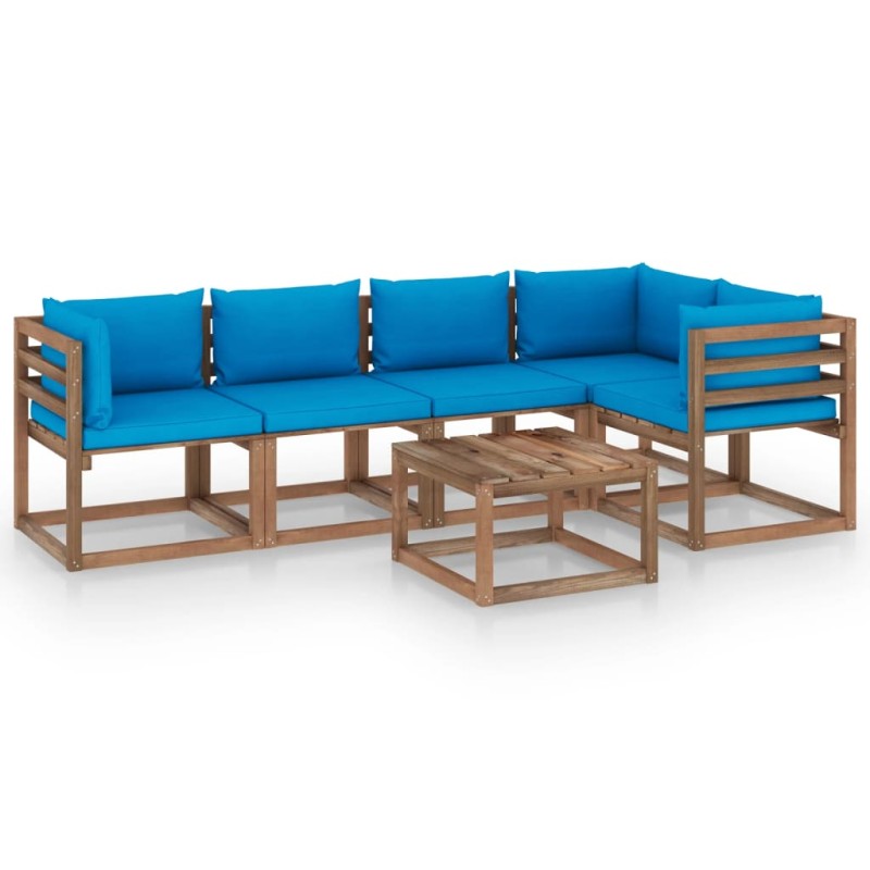 vidaXL 6-tlg. Garten-Lounge-Set aus Paletten mit Kissen Kiefernholz vidaXL 6-tlg. Garten-Lounge-Set aus Paletten mit Kissen Kiefernholz