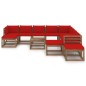 12-tlg. Garten-Lounge-Set mit Kissen Rot 12-tlg. Garten-Lounge-Set mit Kissen Rot