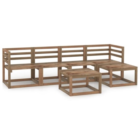 6-tlg. Garten-Lounge-Set Braun Imprägniertes Kiefernholz