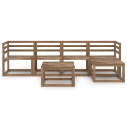 6-tlg. Garten-Lounge-Set Braun Imprägniertes Kiefernholz