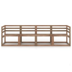 vidaXL 4-tlg. Outdoor-Sofa-Set Paletten Braun Kiefernholz Imprägniert