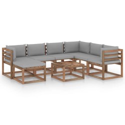 8-tlg. Garten-Lounge-Set mit Kissen in Grau