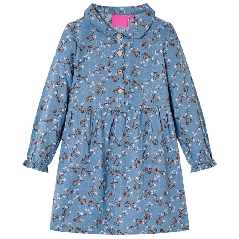 Kinderkleid mit Langen Ärmeln Petrolblau 128 Kinderkleid mit Langen Ärmeln Petrolblau 128