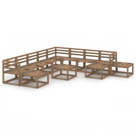 vidaXL 12-tlg. Garten-Lounge-Set Braun Imprägniertes Kiefernholz