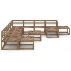 vidaXL 12-tlg. Garten-Lounge-Set Braun Imprägniertes Kiefernholz