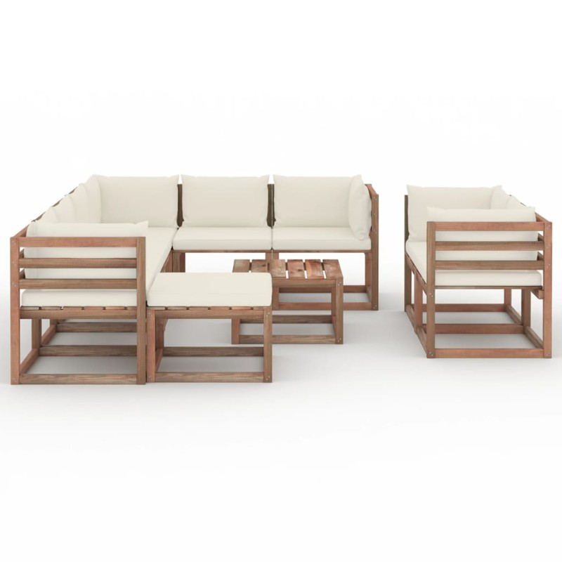 10-tlg. Garten-Lounge-Set mit Kissen Creme 10-tlg. Garten-Lounge-Set mit Kissen Creme