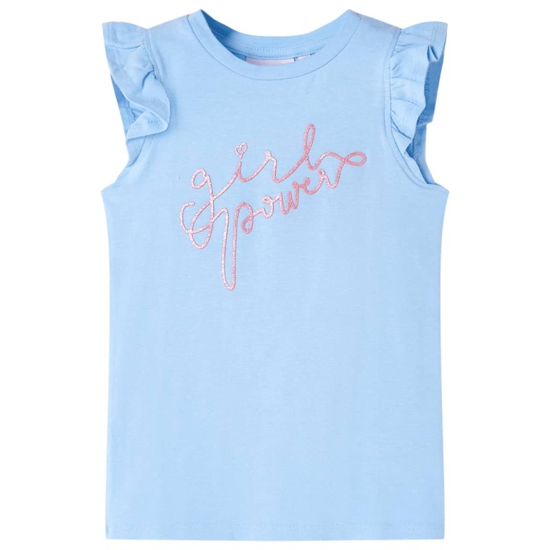 Kinder-T-Shirt mit Rüschenärmeln Hellblau 116 Kinder-T-Shirt mit Rüschenärmeln Hellblau 116
