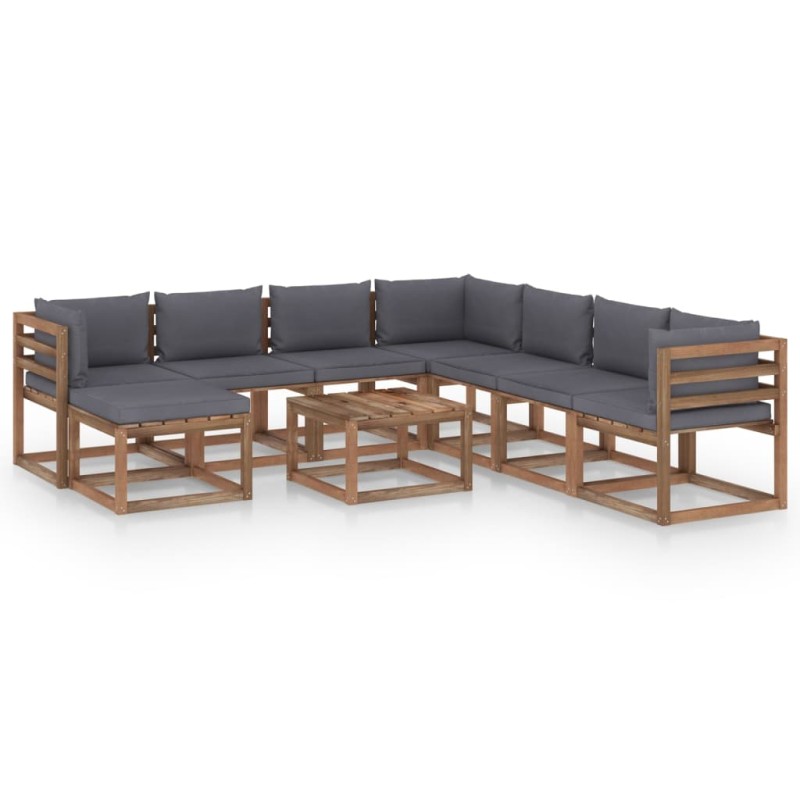 9-tlg. Garten-Lounge-Set mit Kissen Anthrazit 9-tlg. Garten-Lounge-Set mit Kissen Anthrazit