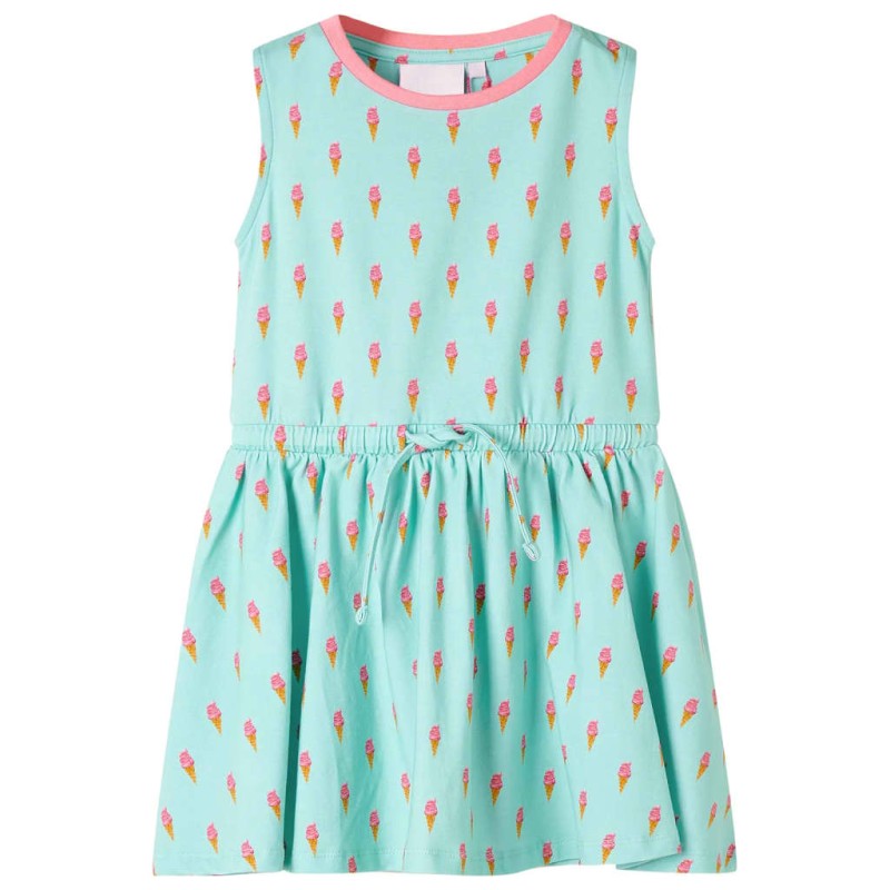 Kinderkleid mit Kordelzug Helles Minzgrün 128 Kinderkleid mit Kordelzug Helles Minzgrün 128