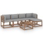 6-tlg. Garten-Lounge-Set mit Grauen Kissen 6-tlg. Garten-Lounge-Set mit Grauen Kissen