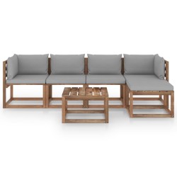 6-tlg. Garten-Lounge-Set mit Grauen Kissen