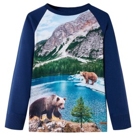 Kinder-Langarmshirt Marineblau 128