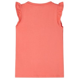 Kinder-T-Shirt mit Rüschenärmeln Korallenrosa 128