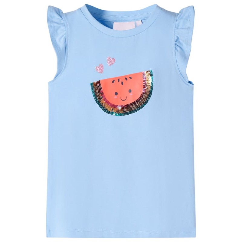 Kinder-T-Shirt mit Rüschenärmeln Hellblau 116 Kinder-T-Shirt mit Rüschenärmeln Hellblau 116