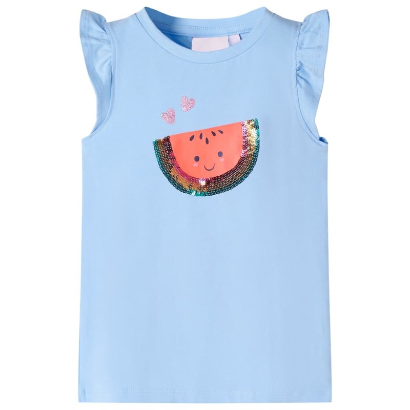 Kinder-T-Shirt mit Rüschenärmeln Hellblau 140 Kinder-T-Shirt mit Rüschenärmeln Hellblau 140
