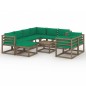 10-tlg. Garten-Lounge-Set mit Kissen Grün