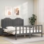 Massivholzbett mit Kopfteil Grau 160x200 cm Massivholzbett mit Kopfteil Grau 160x200 cm