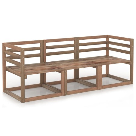 3-tlg. Outdoor-Sofa-Set Paletten Braun Kiefernholz Imprägniert