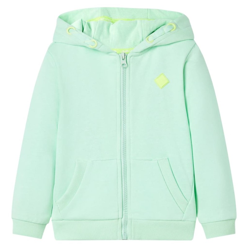 Kinder-Kapuzenpullover mit Reißverschluss Hellgrün 104 Kinder-Kapuzenpullover mit Reißverschluss Hellgrün 104