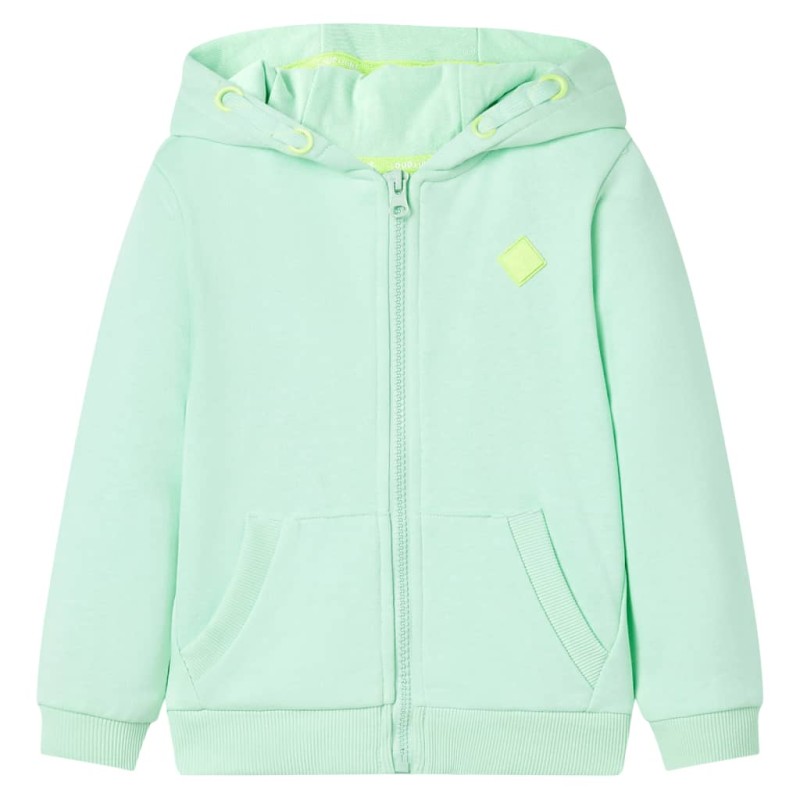 Kinder-Kapuzenpullover mit Reißverschluss Hellgrün 128 Kinder-Kapuzenpullover mit Reißverschluss Hellgrün 128