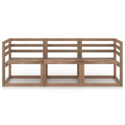 3-tlg. Outdoor-Sofa-Set Paletten Braun Kiefernholz Imprägniert