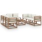 9-tlg. Garten-Lounge-Set mit Kissen Creme 9-tlg. Garten-Lounge-Set mit Kissen Creme