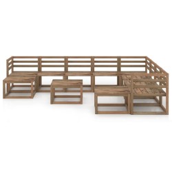 11-tlg. Garten-Lounge-Set Braun Imprägniertes Kiefernholz