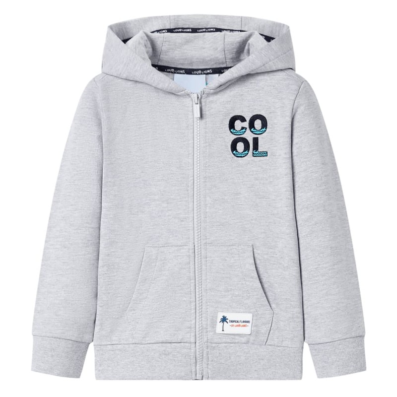Kinder-Kapuzenpullover mit Reißverschluss Grau 92 Kinder-Kapuzenpullover mit Reißverschluss Grau 92