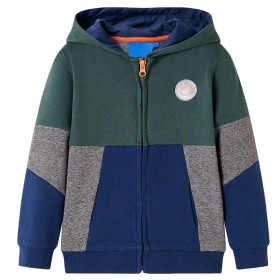 Kinder-Kapuzenpullover mit Reißverschluss Dunkelgrün 92