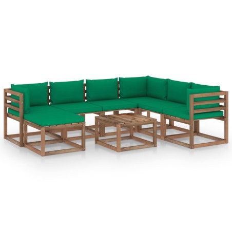 8-tlg. Garten-Lounge-Set mit Kissen Grün