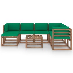 8-tlg. Garten-Lounge-Set mit Kissen Grün