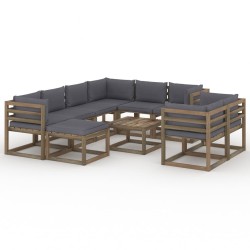 10-tlg. Garten-Lounge-Set mit Kissen Anthrazit