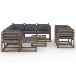 10-tlg. Garten-Lounge-Set mit Kissen Anthrazit