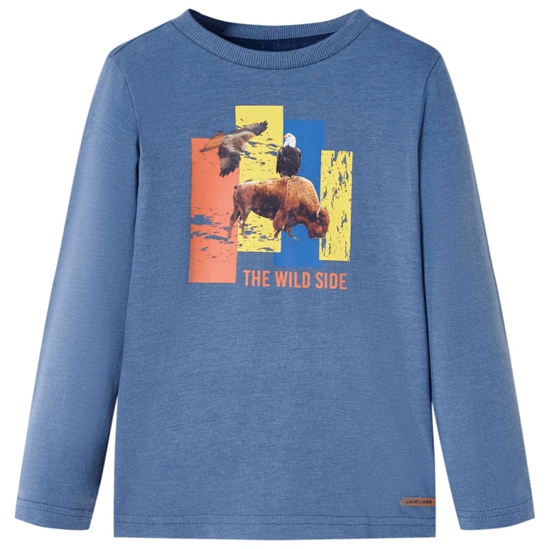 Kinder-Langarmshirt Blau Melange 116 Kinder-Langarmshirt Blau Melange 116