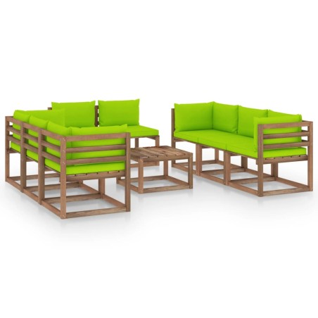 vidaXL 9-tlg. Garten-Lounge-Set mit Kissen Hellgrün