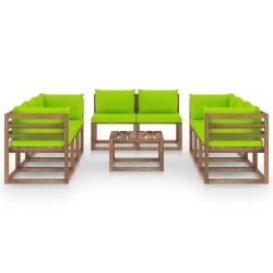 vidaXL 9-tlg. Garten-Lounge-Set mit Kissen Hellgrün