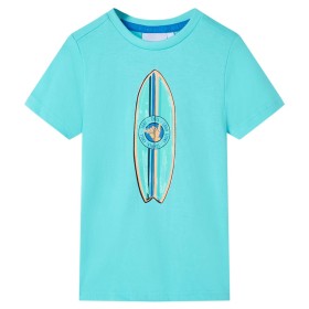Kinder-Kurzarmshirt Aquablau 128