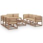 9-tlg. Garten-Lounge-Set mit Kissen Beige 9-tlg. Garten-Lounge-Set mit Kissen Beige