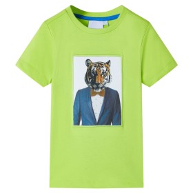 Kinder-Kurzarmshirt Limette 140