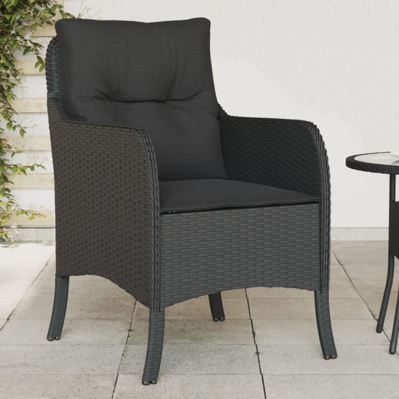 vidaXL Gartenstühle mit Kissen 2 Stk. Schwarz Poly Rattan vidaXL Gartenstühle mit Kissen 2 Stk. Schwarz Poly Rattan