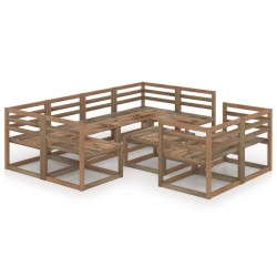 9-tlg. Garten-Lounge-Set Braun Imprägniertes Kiefernholz