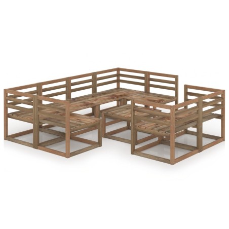 9-tlg. Garten-Lounge-Set Braun Imprägniertes Kiefernholz