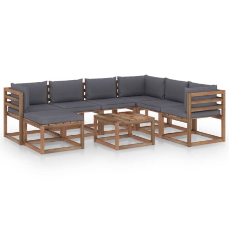 8-tlg. Garten-Lounge-Set mit Kissen in Anthrazit