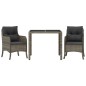 vidaXL 3-tlg. Garten-Essgruppe mit Kissen Grau Poly Rattan vidaXL 3-tlg. Garten-Essgruppe mit Kissen Grau Poly Rattan