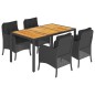 vidaXL 5-tlg. Garten-Essgruppe mit Kissen Schwarz Poly Rattan vidaXL 5-tlg. Garten-Essgruppe mit Kissen Schwarz Poly Rattan