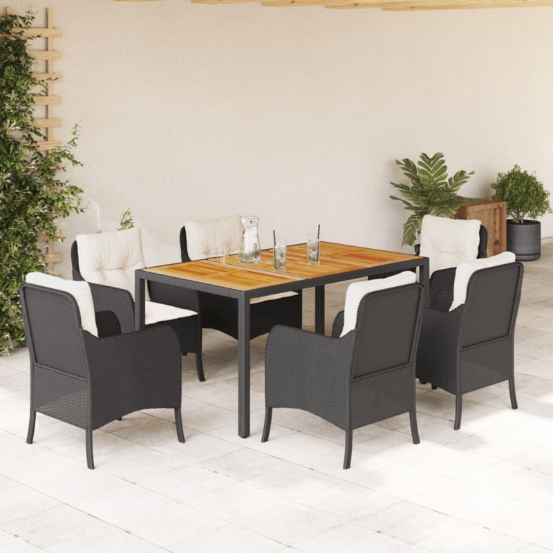 vidaXL 7-tlg. Garten-Essgruppe mit Kissen Schwarz Poly Rattan vidaXL 7-tlg. Garten-Essgruppe mit Kissen Schwarz Poly Rattan