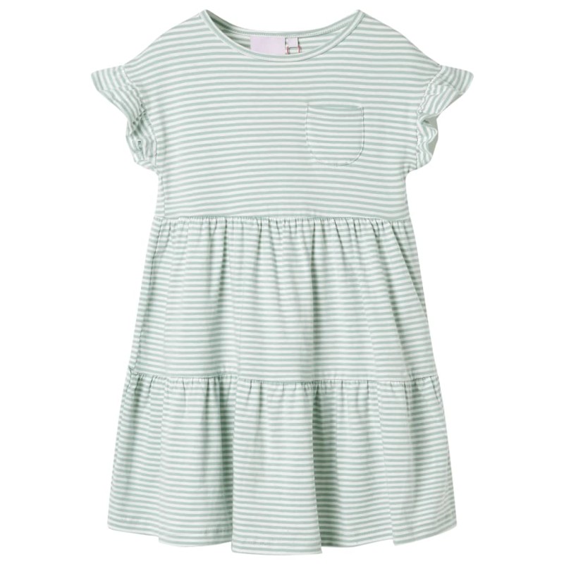 Kinderkleid mit Rüschenärmeln Minzgrün 128 Kinderkleid mit Rüschenärmeln Minzgrün 128