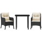 vidaXL 3-tlg. Garten-Essgruppe mit Kissen Schwarz Poly Rattan vidaXL 3-tlg. Garten-Essgruppe mit Kissen Schwarz Poly Rattan