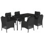 vidaXL 7-tlg. Garten-Essgruppe mit Kissen Schwarz Poly Rattan vidaXL 7-tlg. Garten-Essgruppe mit Kissen Schwarz Poly Rattan
