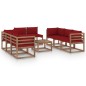 vidaXL 9-tlg. Garten-Lounge-Set mit Kissen Weinrot vidaXL 9-tlg. Garten-Lounge-Set mit Kissen Weinrot